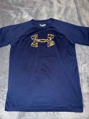 Under Armour Navy Crew Tee with Orange Camo Logo